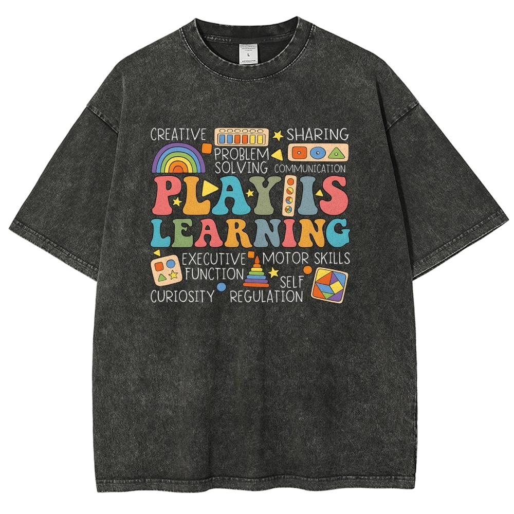 Play Is Learning Unisex Fit Washed T-Shirt-moweekender