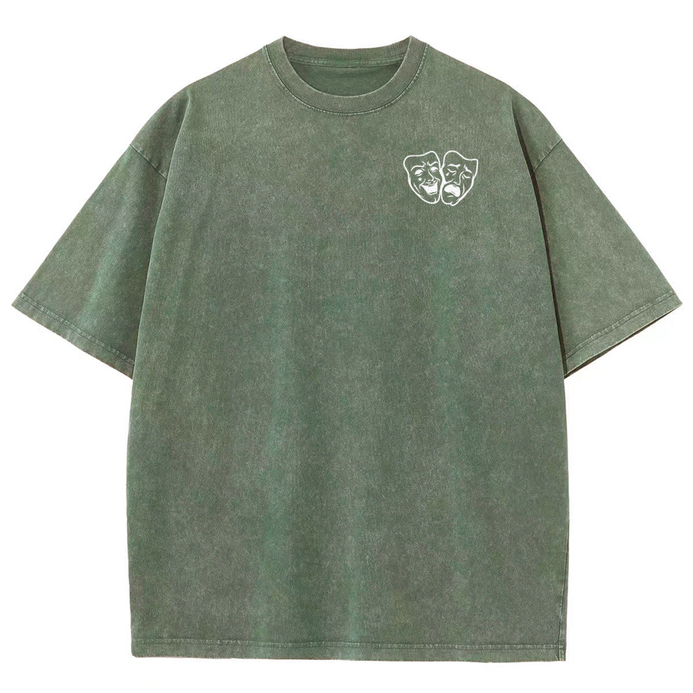 Comedian Pattern Washed Vintage Short Sleeves T-Shirt-moweekender