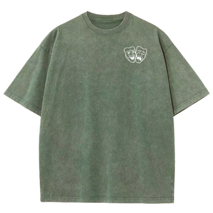 Comedian Pattern Washed Vintage Short Sleeves T-Shirt-moweekender