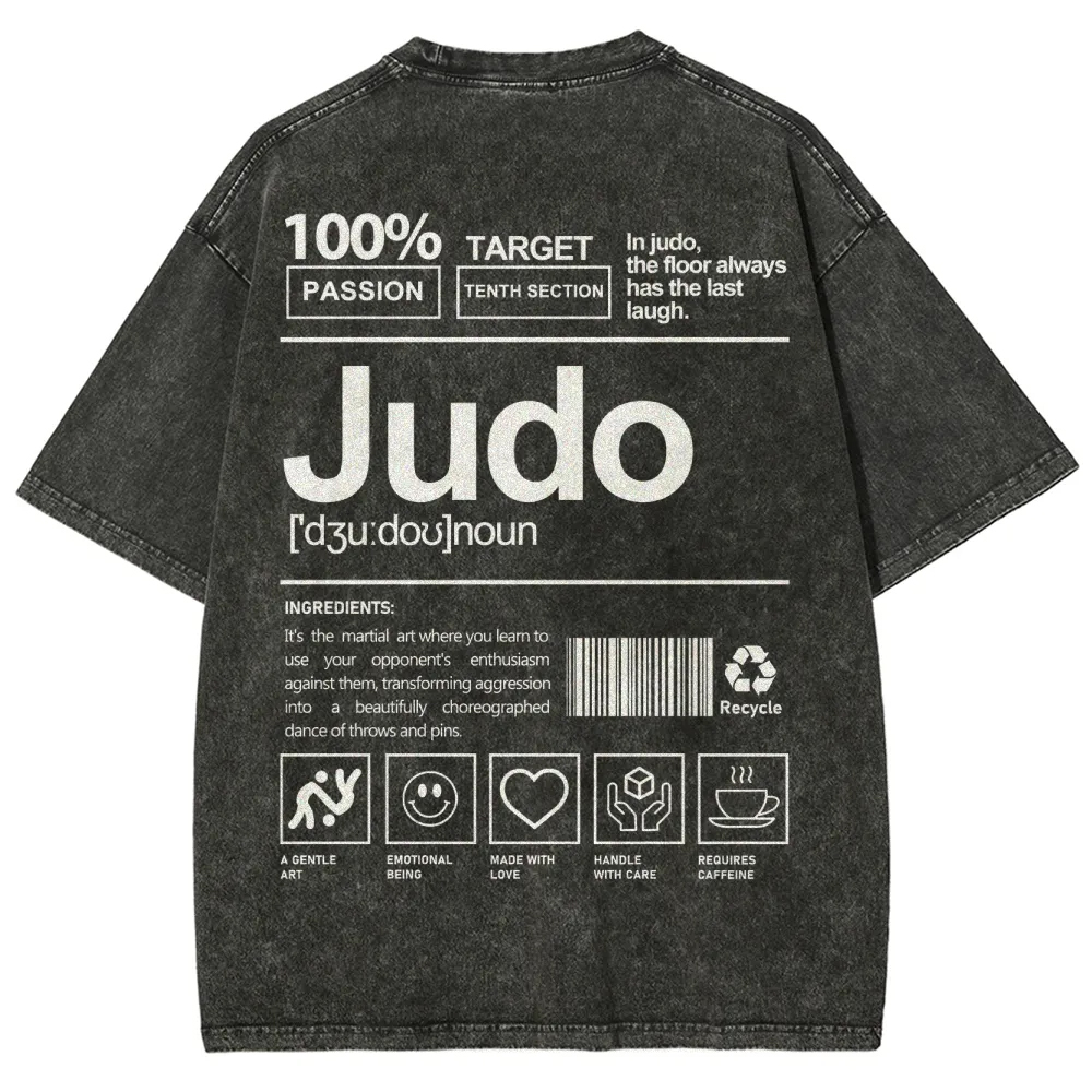 Judo Pattern Washed Vintage Short Sleeves T-Shirt-moweekender