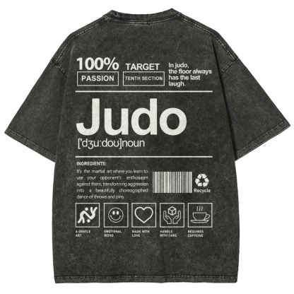 Judo Pattern Washed Vintage Short Sleeves T-Shirt-moweekender