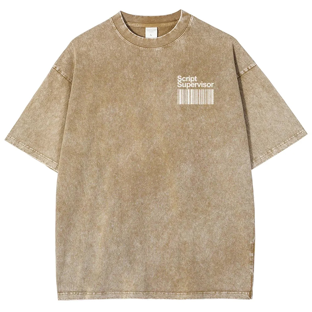 Script Supervisor Pattern Washed Vintage Short Sleeves T-Shirt-moweekender