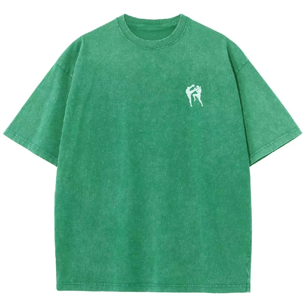 Muay Thai Pattern Washed Vintage Short Sleeves T-Shirt-moweekender