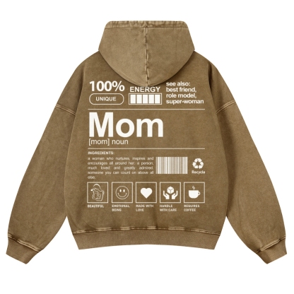 Mom Printed Vintage Washed Hoodie-moweekender