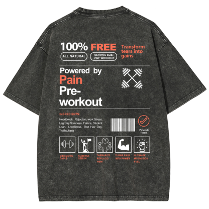 Powered By Painpre-Workout Unisex Fit Washed Oversized T-Shirt-moweekender