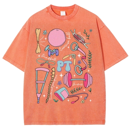 Physical Therapy Unisex Fit Washed T-Shirt-moweekender