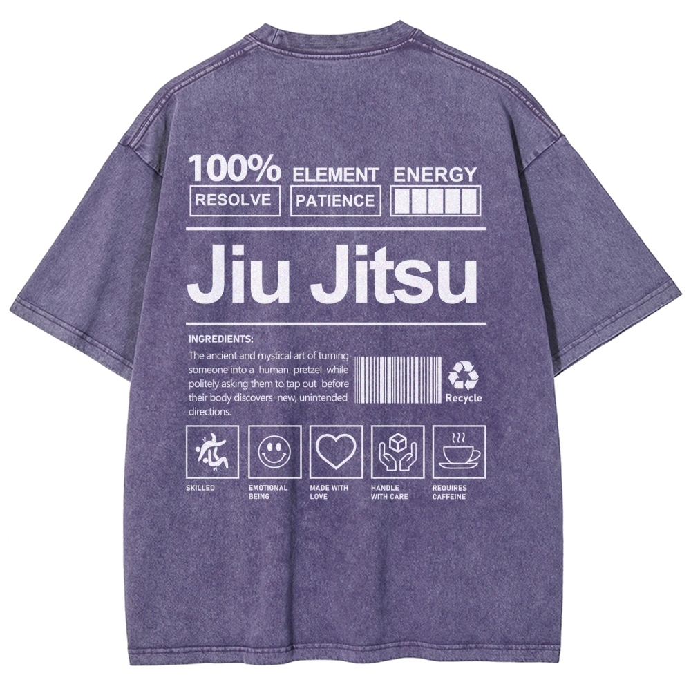 Jiu Jitsu Pattern Washed Vintage Short Sleeves T-Shirt-moweekender