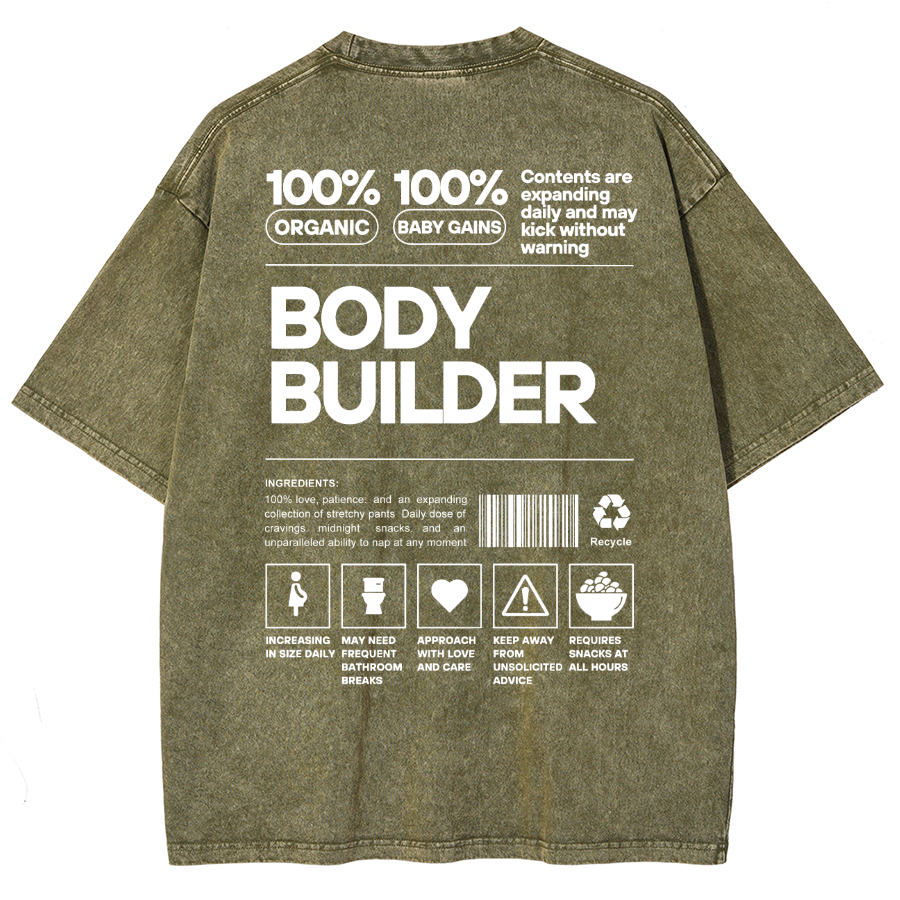 Body Builder Unisex Fit Washed T-Shirt-moweekender