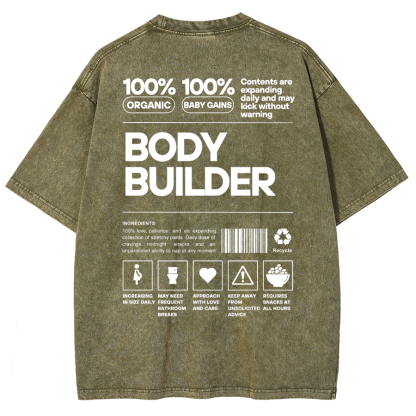 Body Builder Unisex Fit Washed T-Shirt-moweekender