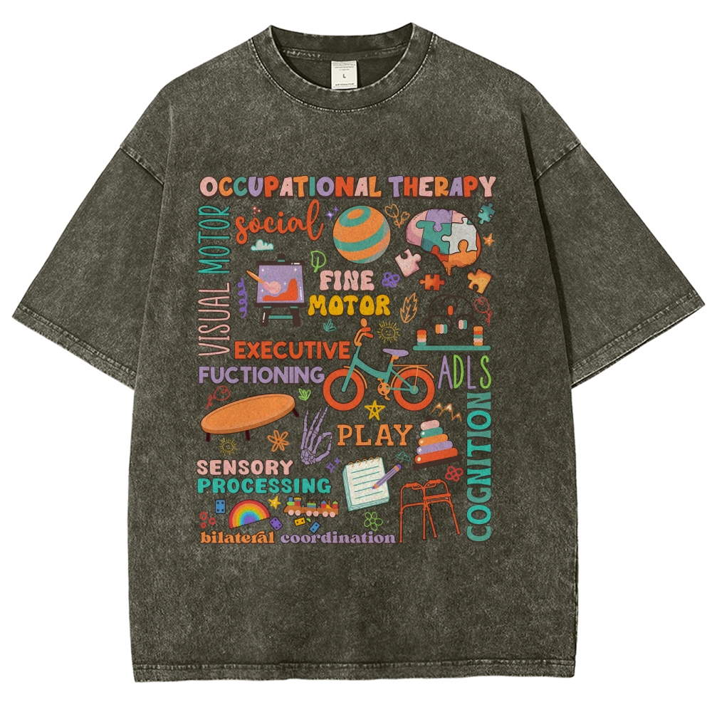 Occupational Therapist Unisex Fit Washed T-Shirt-moweekender