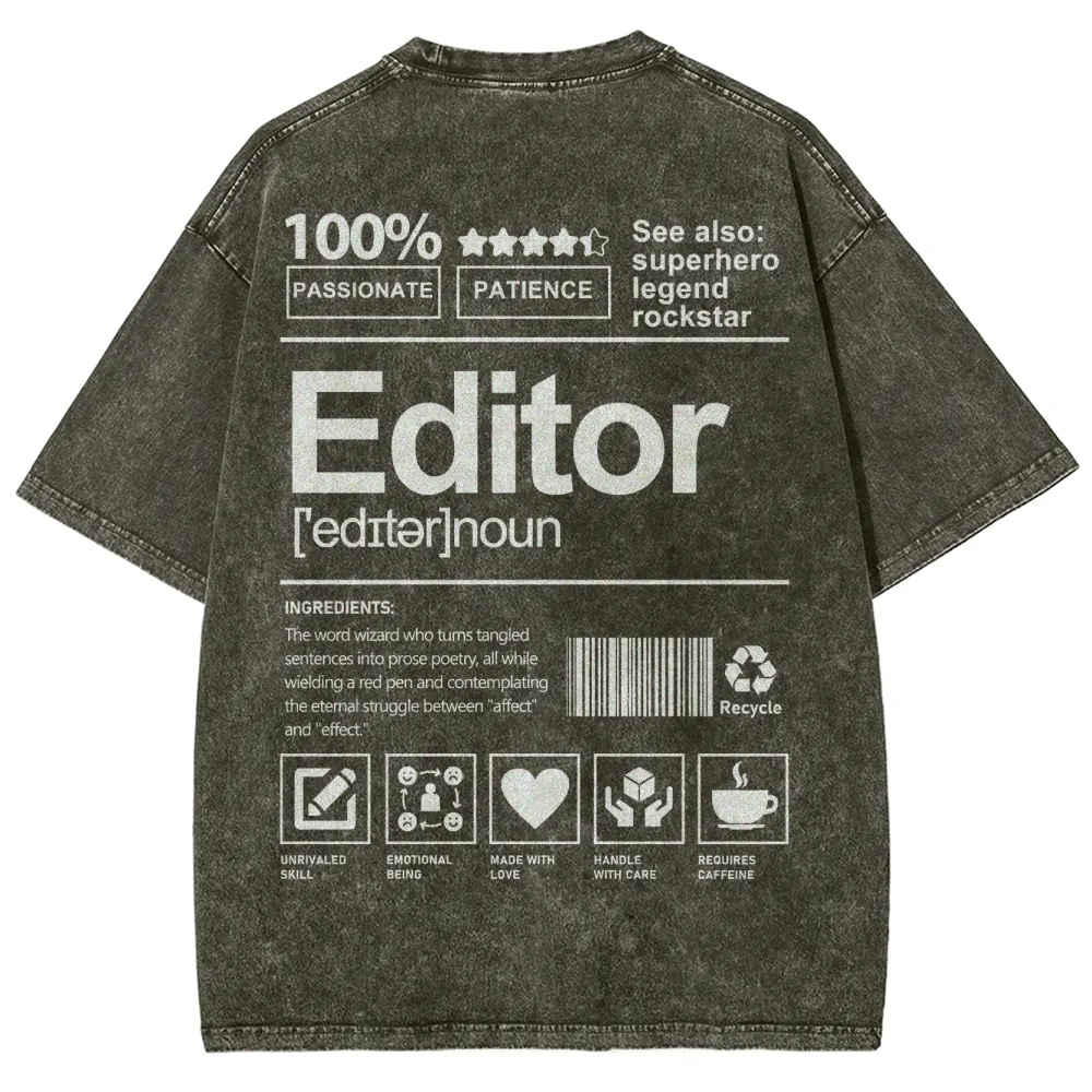 Editor Pattern Washed Vintage Short Sleeves T-Shirt-moweekender
