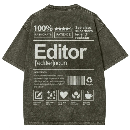 Editor Pattern Washed Vintage Short Sleeves T-Shirt-moweekender