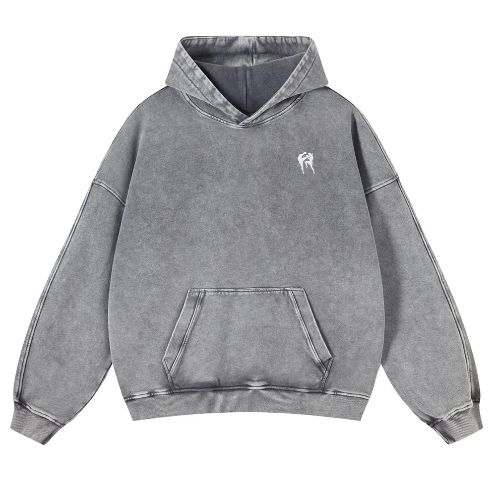 Muay Thai Printed Vintage Washed Hoodie-moweekender