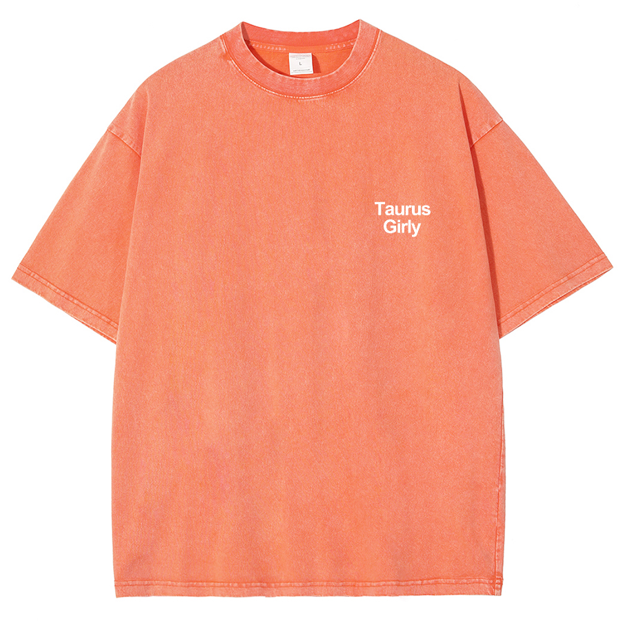 Taurus Girly Unisex Fit Washed T-Shirt-moweekender