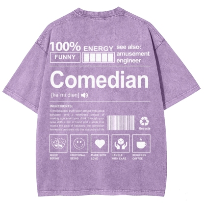 Comedian Pattern Washed Vintage Short Sleeves T-Shirt-moweekender