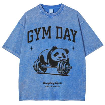 Gym Day Everything Hurts & I'm Sleepy Unisex Fit Washed Oversized T-Shirt-moweekender