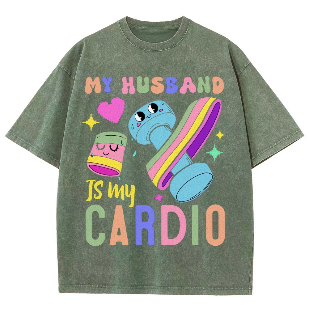 My Husband Is My Cardio Vintage Snowflake Washed T-Shirt-moweekender