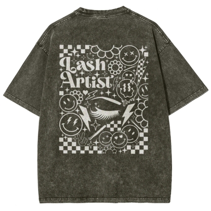 Lash Artist Vintage Snowflake Washed T-Shirt-moweekender