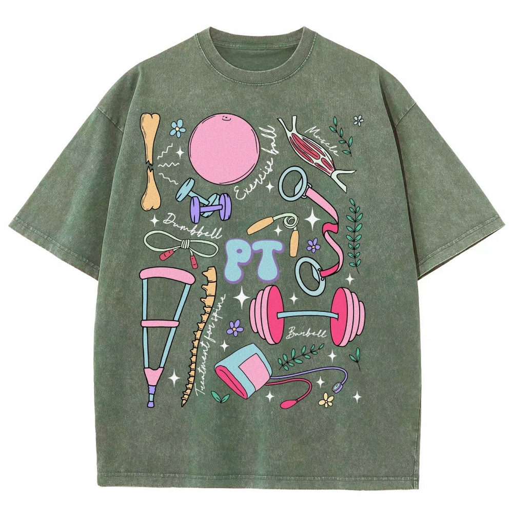 Physical Therapy Unisex Fit Washed T-Shirt-moweekender