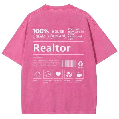 Realtor Vintage Snowflake Washed T-Shirt-moweekender