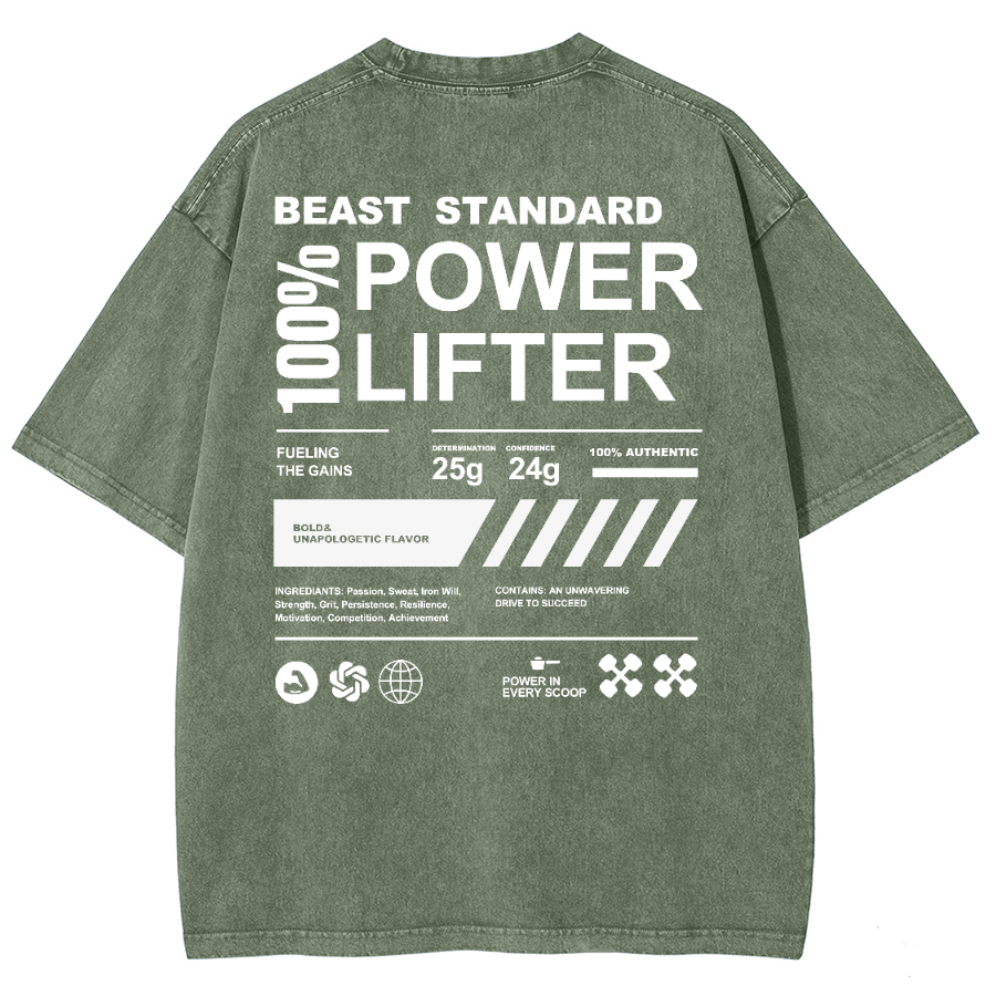 Beast Standard Power Lifter Unisex Fit Washed Oversized T-Shirt-moweekender