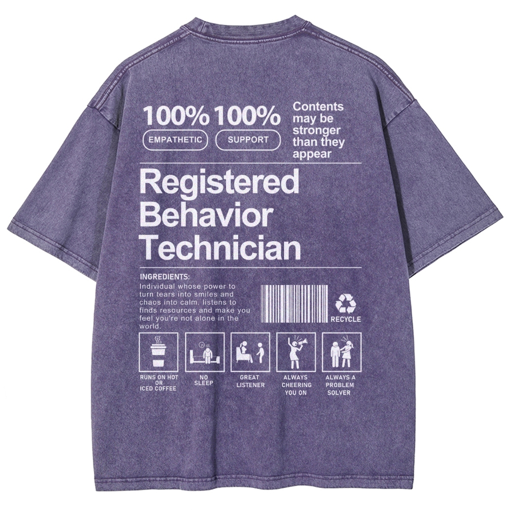 Registered Behavior Technician Unisex Fit Washed T-Shirt-moweekender