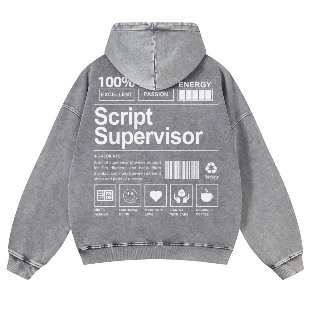 Script Supervisor Printed Vintage Washed Hoodie-moweekender