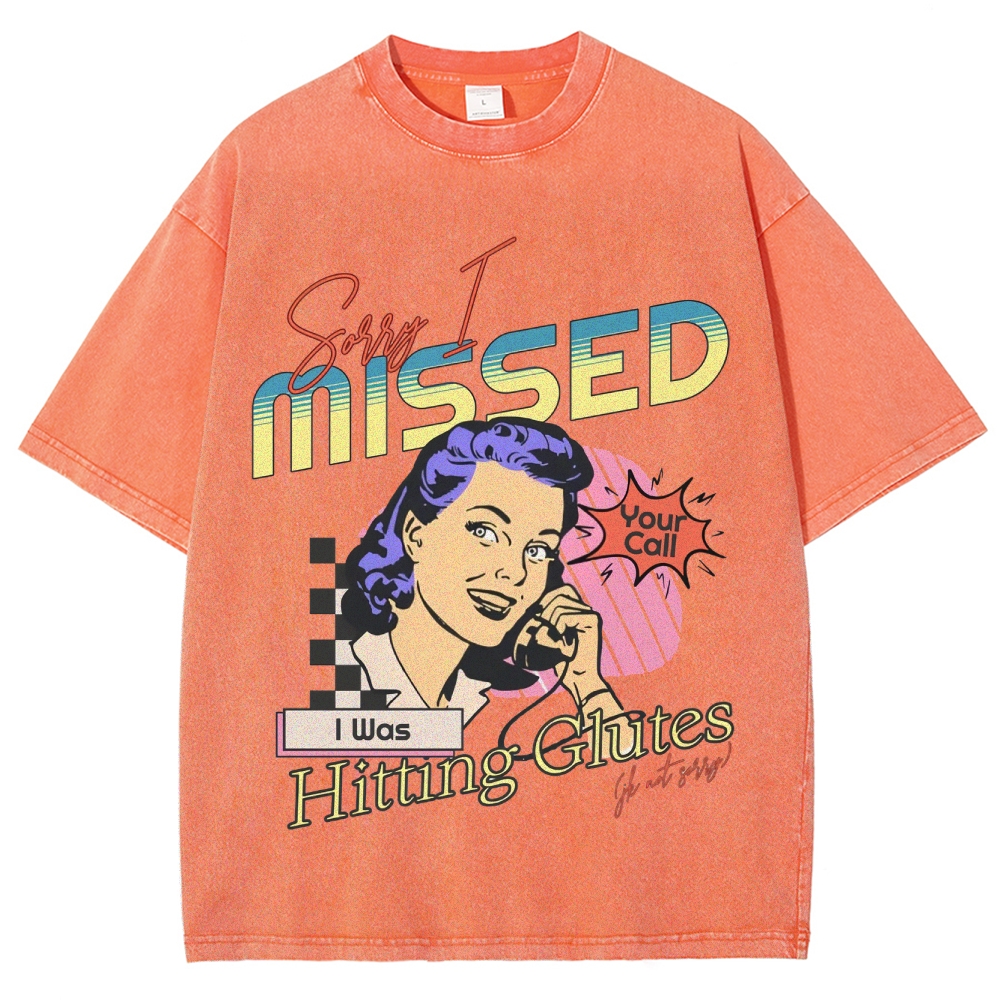 Sorry I Missed I Was Hitting Glutes Vintage Snowflake Washed T-Shirt-moweekender