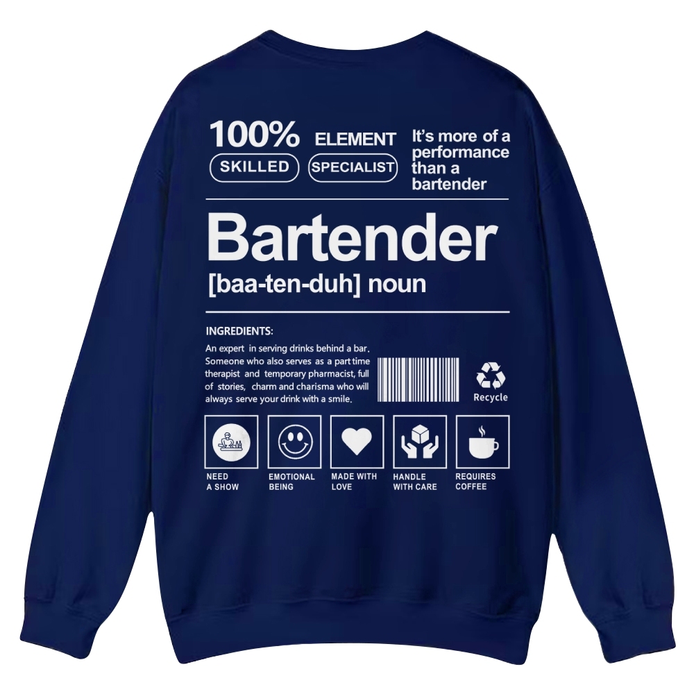 Bartender Printed Crew Neck Sweatshirt-moweekender