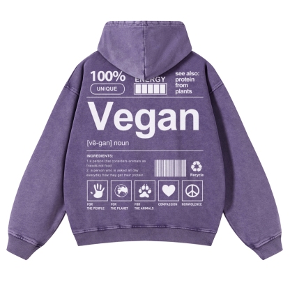 Vegan Printed Vintage Washed Hoodie-moweekender