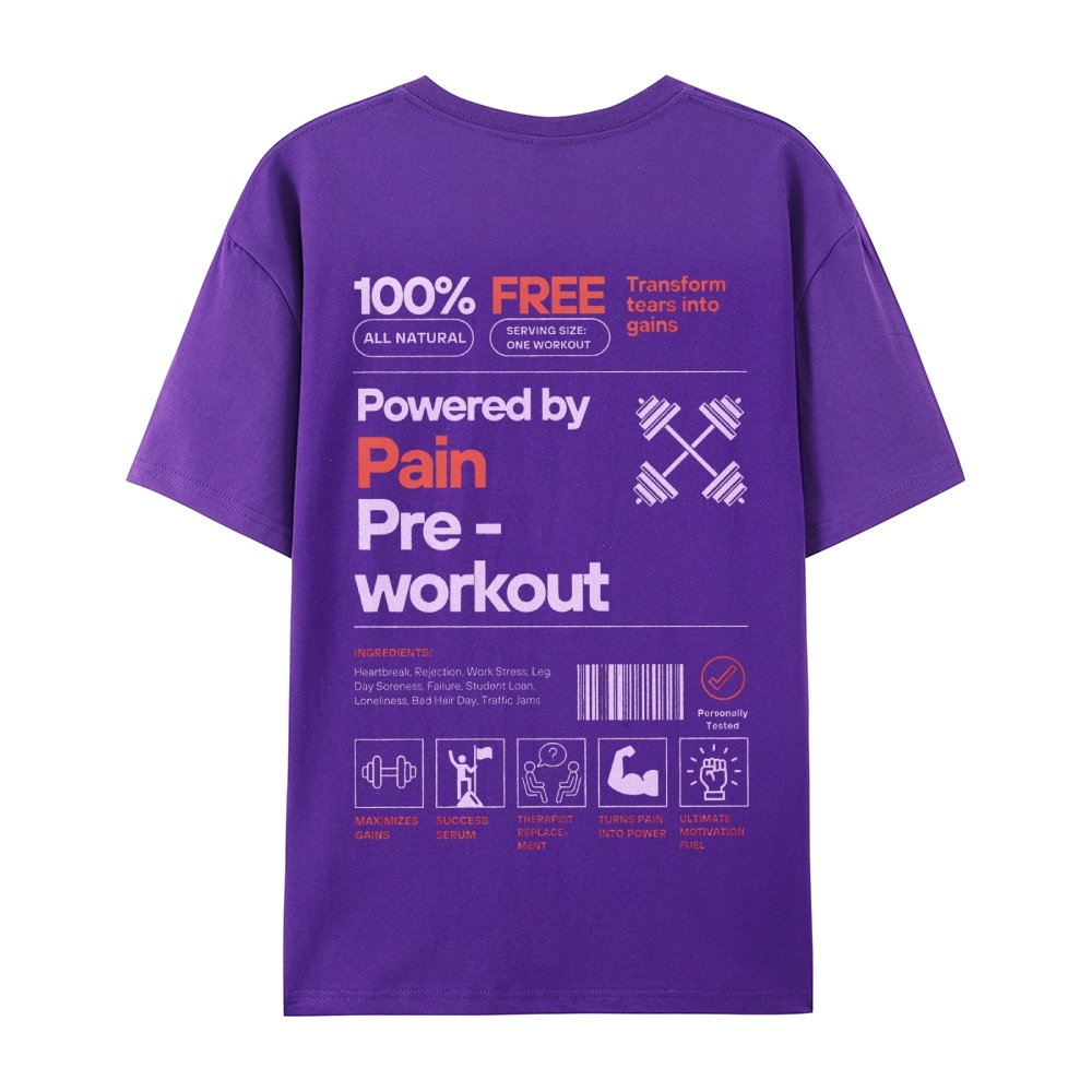 Powered By Pain Pre-Workout Casual Short Sleeve T-Shirt-moweekender
