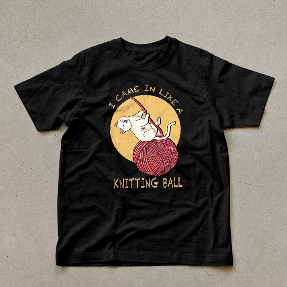 Wool Ball Cat Pattern Unisex Prints T-Shirt-moweekender