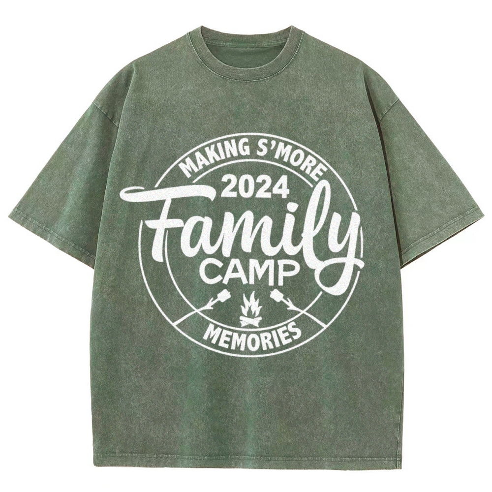 Family Camp Vintage Snowflake Washed T-Shirt-moweekender