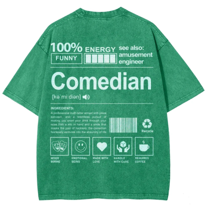 Comedian Pattern Washed Vintage Short Sleeves T-Shirt-moweekender