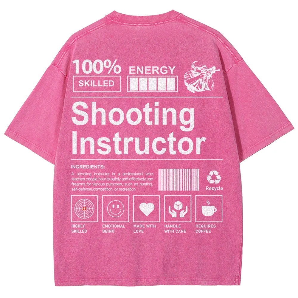 Shooting Instructor Pattern Washed Vintage Short Sleeves T-Shirt-moweekender