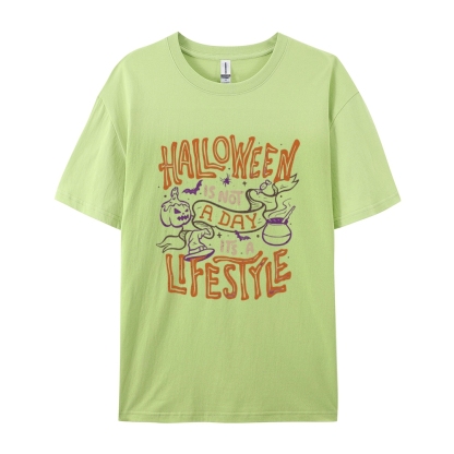 Halloween is life Cotton Short-Sleeved T-Shirt-moweekender