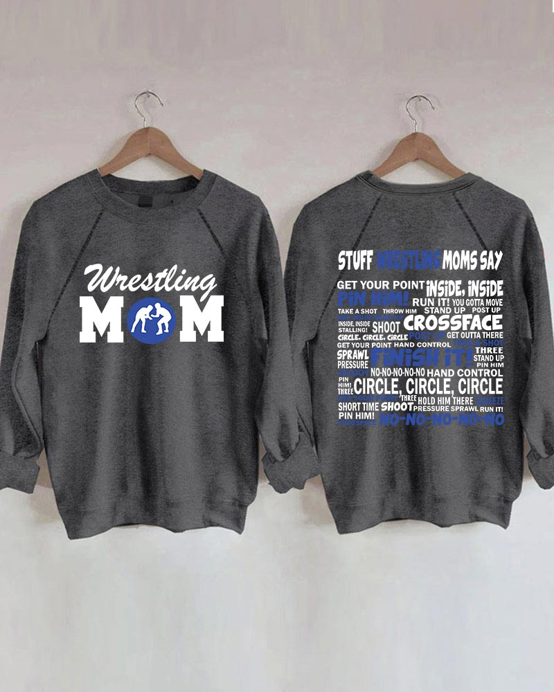 Wrestling Moms Blue Printed Sweatshirt-moweekender