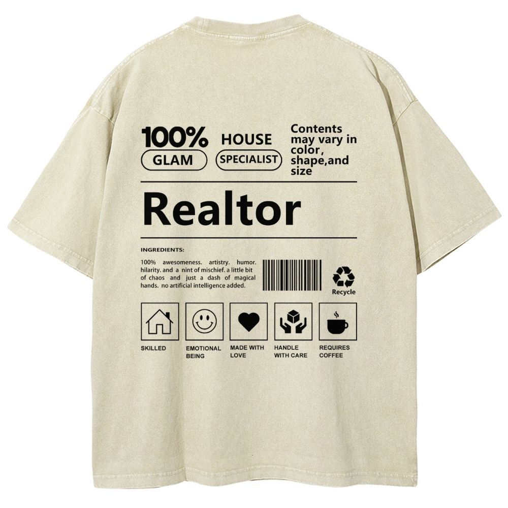 Realtor Vintage Snowflake Washed T-Shirt-moweekender