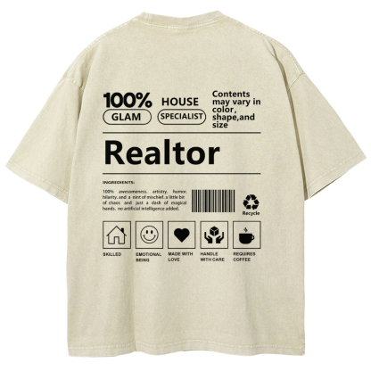Realtor Vintage Snowflake Washed T-Shirt-moweekender