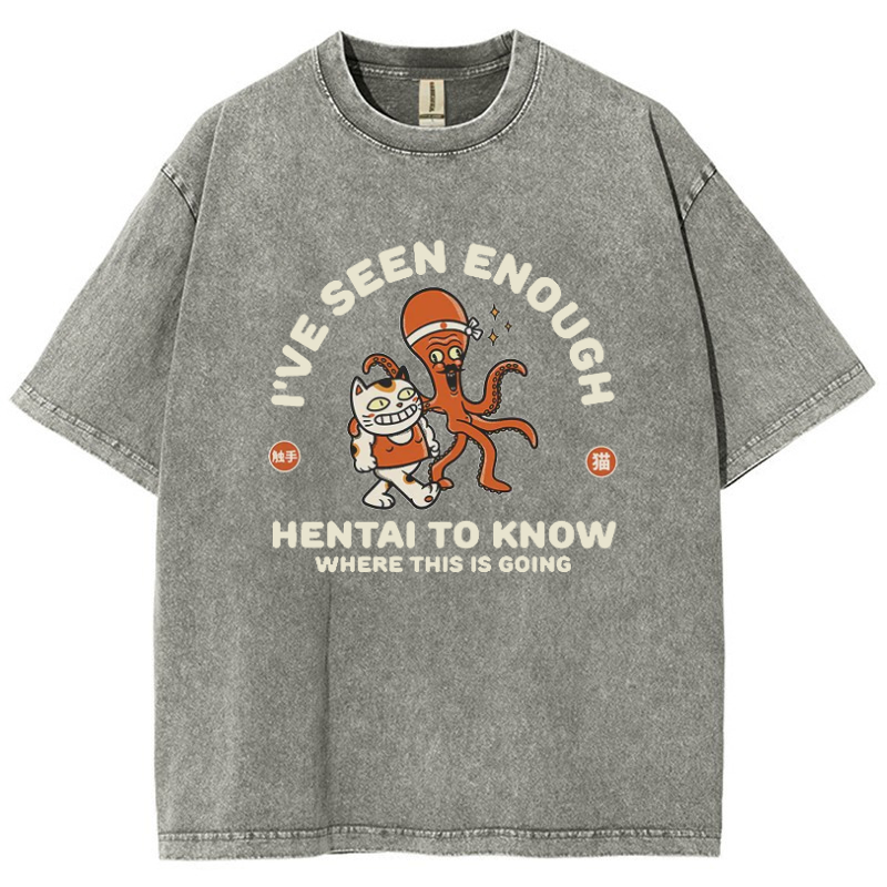 I've Seen Enough Hentai Vintage Snowflake Washed T-Shirt-moweekender