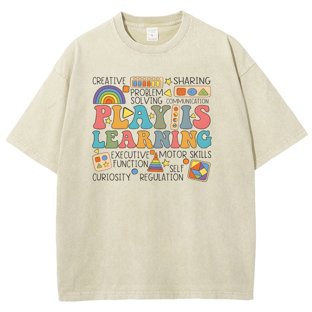Play Is Learning Unisex Fit Washed T-Shirt-moweekender