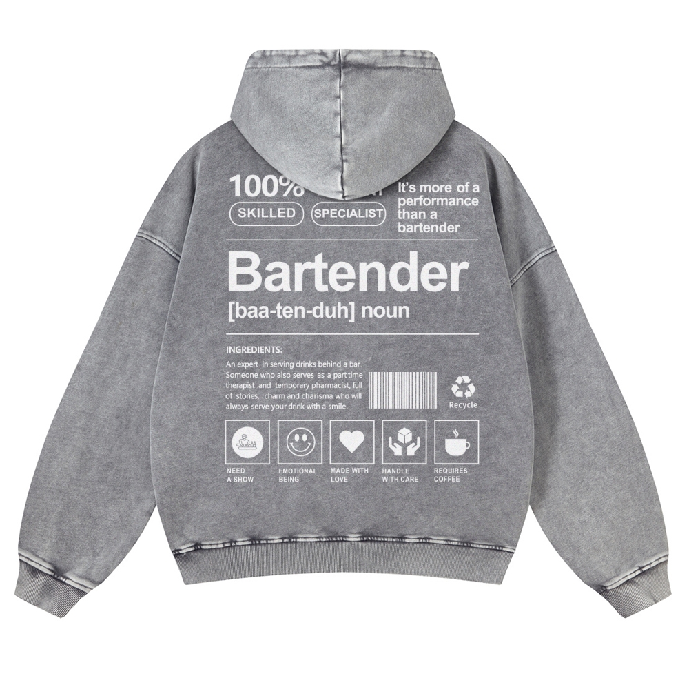 Bartender Printed Vintage Washed Hoodie-moweekender