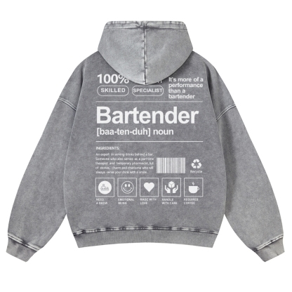 Bartender Printed Vintage Washed Hoodie-moweekender