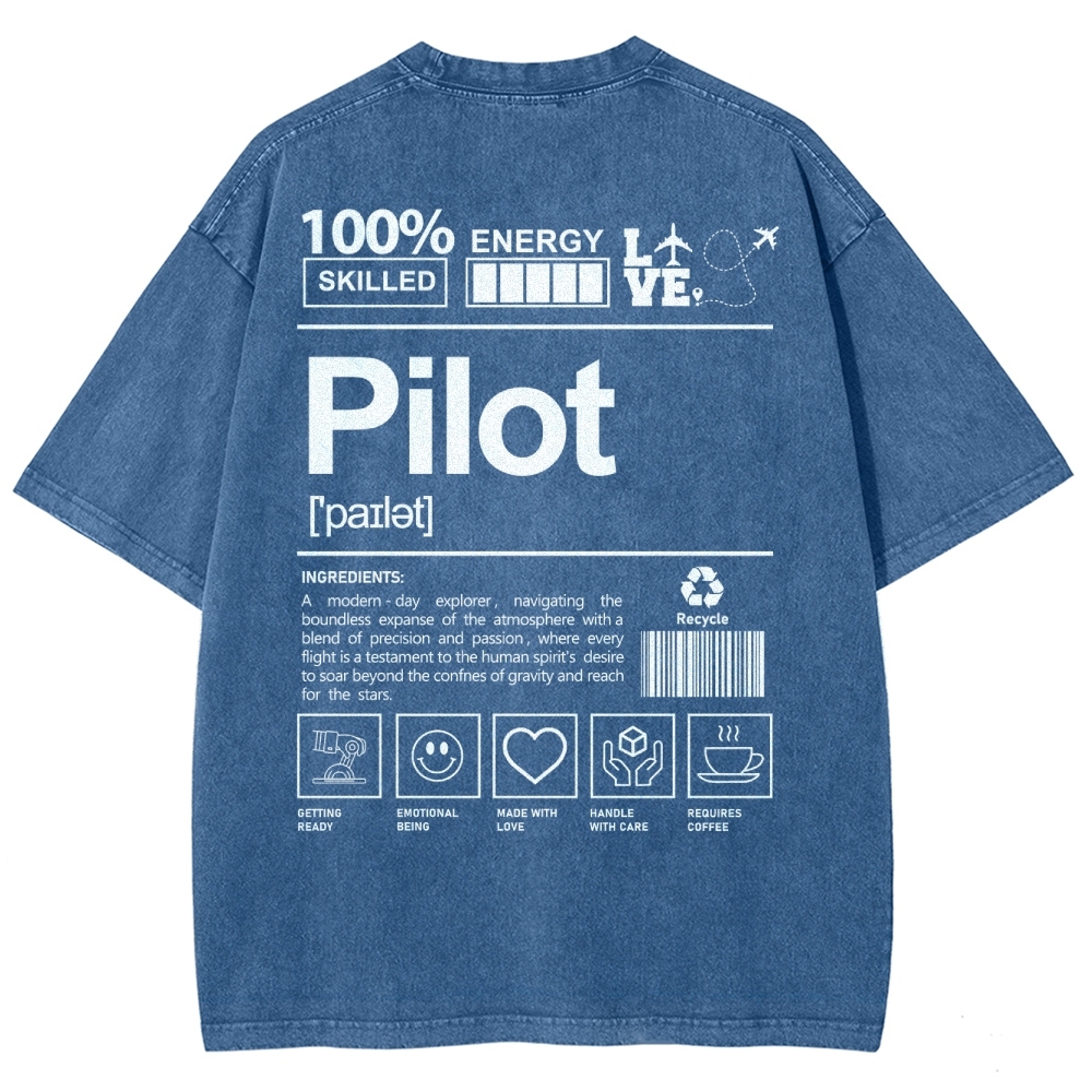 Pilot Unisex Fit Washed T-Shirt-moweekender