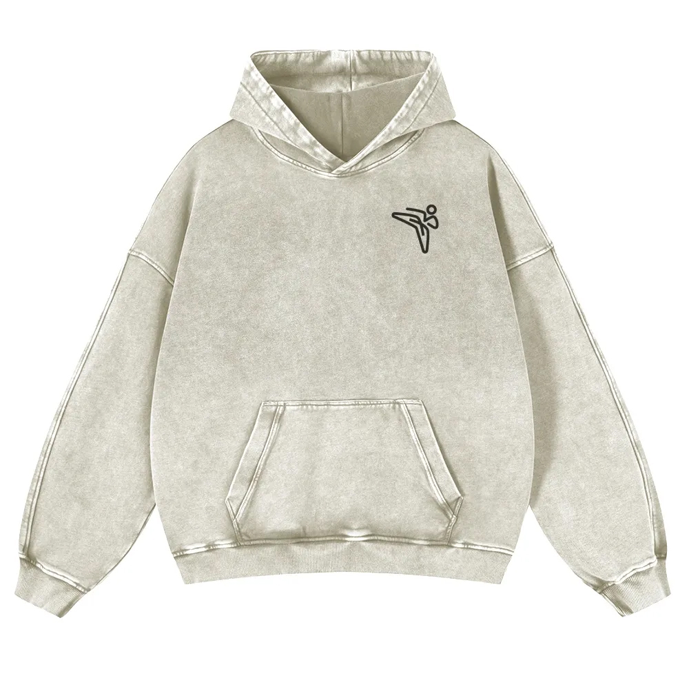 Taekwondo Printed Vintage Washed Hoodie-moweekender