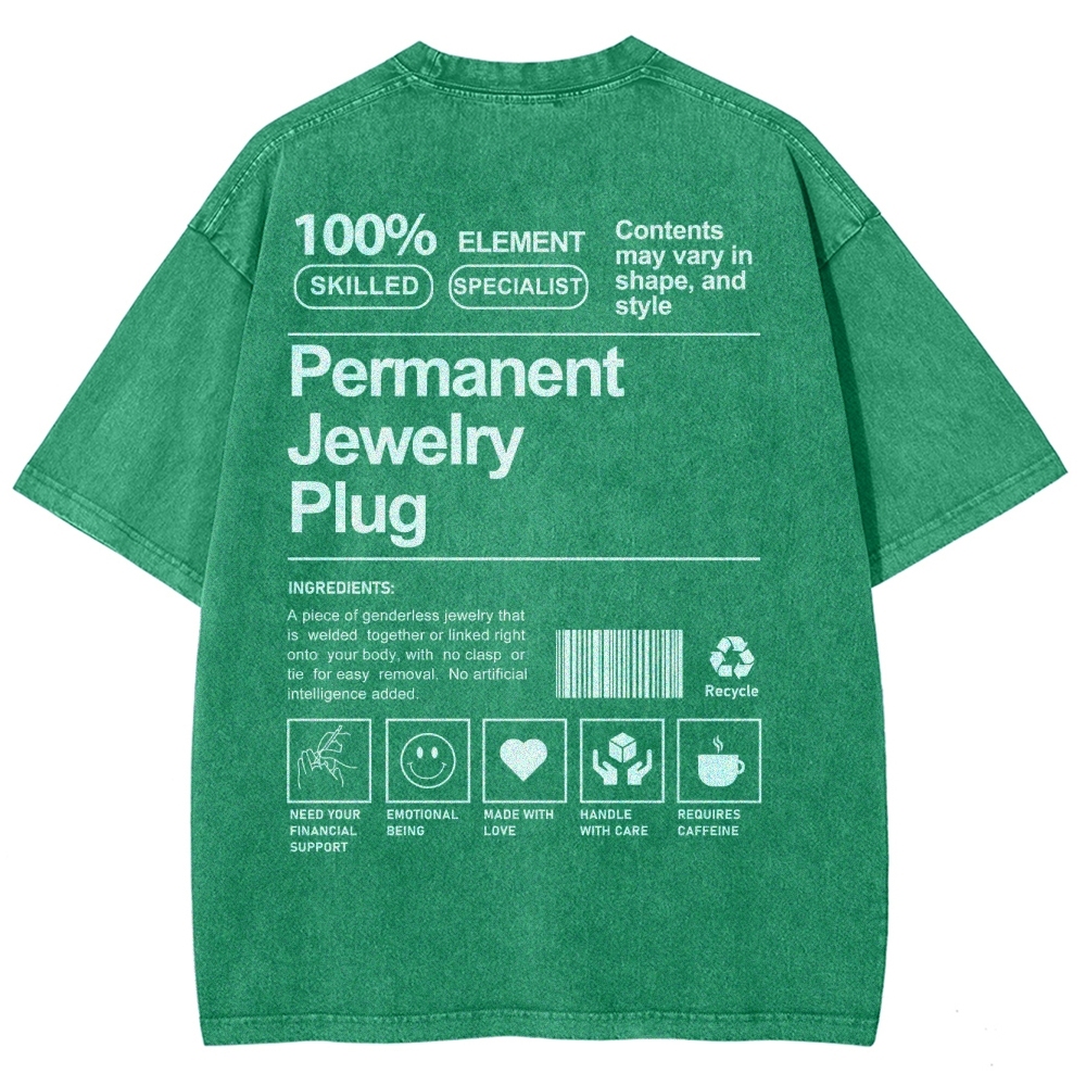 Permanent Jewelry Plug Unisex Fit Washed T-Shirt-moweekender