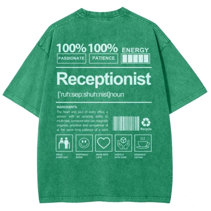 Receptionist Unisex Fit Washed T-Shirt-moweekender