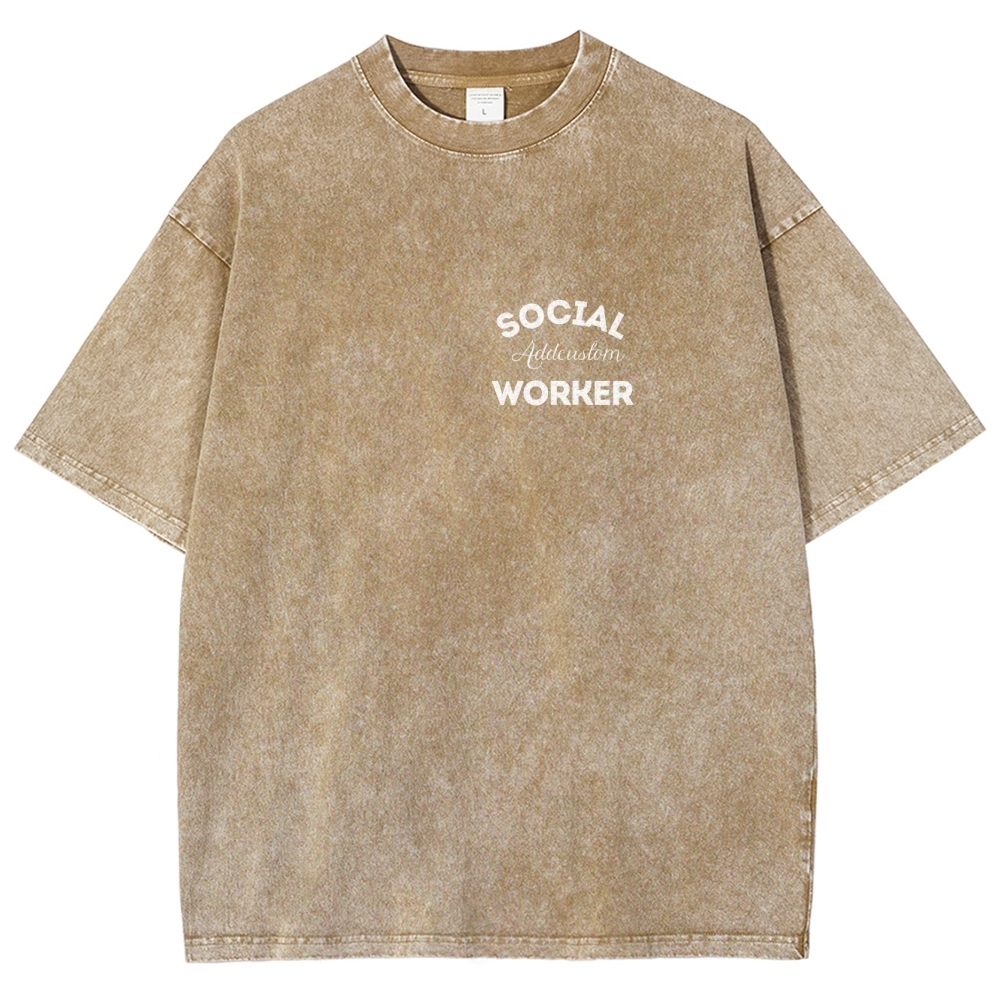 Social Worker Addcustom Unisex Fit Washed T-Shirt
