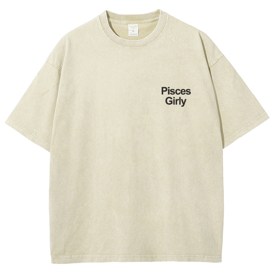 Pisces Girly Unisex Fit Washed Oversized T-Shirt-moweekender