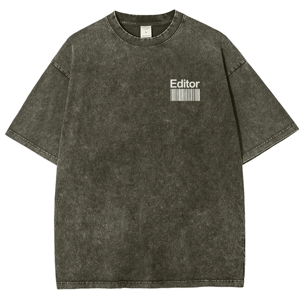 Editor Pattern Washed Vintage Short Sleeves T-Shirt-moweekender